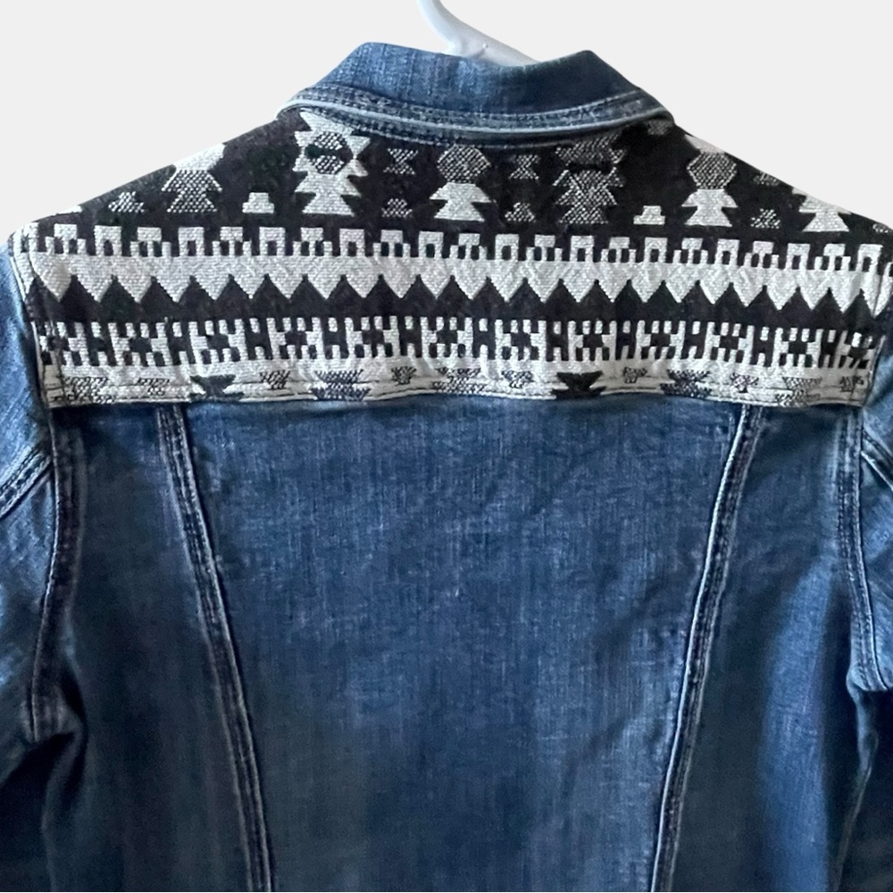 Stetson Denim Trucker Jacket Womens Small Western Southwestern Aztec Embroidered - Picture 4 of 12